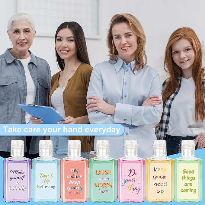 50 Pcs Mental Health Awareness Hand Sanitizer Bulk Inspirational Positive Affirmation Small Hand Sanitizer 1fl oz Travel Size Hand Soap Mental Health Gift for Teachers Team Coworker (Inspirational)