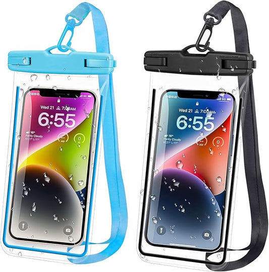 Universal Waterproof Phone Case, 2 Pack Waterproof Phone Lanyard Dry Bag Pouch for iPhone 17 16 15 14 13 Pro Max Plus Galaxy S23 S24 Google up to 7.5",Protective Pouch for Pool Beach Kayaking Travel