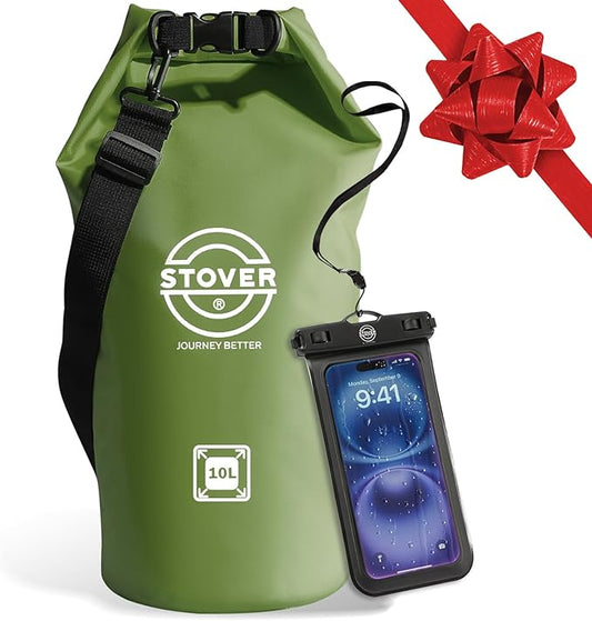 STOVER 5/10/25/30/40/55L Waterproof Dry Bag- Roll-Top Backpack w/Phone Case- Kayaking, Hiking, Camping, Boating- Men/Women