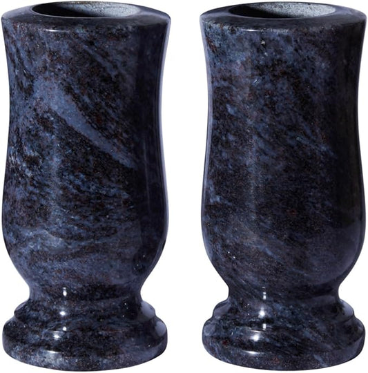 Cemetery Granite Vase for Grave, Natural Stone Heavy Headstone Flower Holder.
