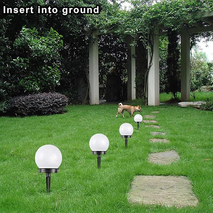 4Pcs Solar Lawn Lights Outdoor – Bubble Shaped Garden LED Pathway Sphere Lights with Warm Glow, Weatherproof Solar Powered Landscape Lighting for Yard and Patio