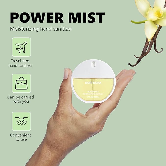 Hand Sanitizer Spray,Power Mist Hydrating Hand Sanitizer Spray, 2-piece set (Lavender,Vanilla), Travel Size