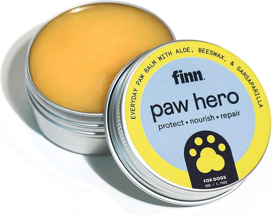 Finn Paw Hero Natural Dog Paw Balm | Winter Paw Protection from Snow, Salt & Ice | Moisturize & Repair | Lick-Safe - 1.75 oz