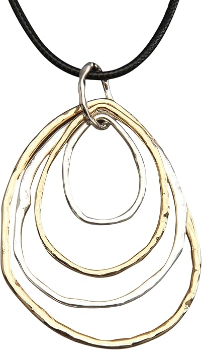 Leather Necklace for Women Boho Choker Necklace Long Cord Leather Pendant Bohemian Neckalce Vintage Alloy Pendant Leather Rope Necklace Wooden Necklaces for Women