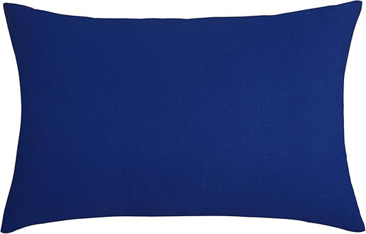 TangDepot Cotton Solid Throw Pillow Covers, 12" x 20" , Royal Blue, 1 Count (Pack of 1)