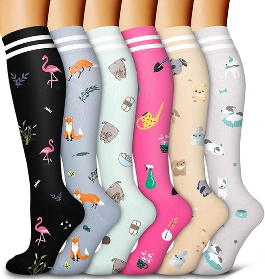 Bluemaple 6 Pack Copper Compression Socks for Women and Men Circulation-Best Support for Medical, Running,Nursing,Athletic