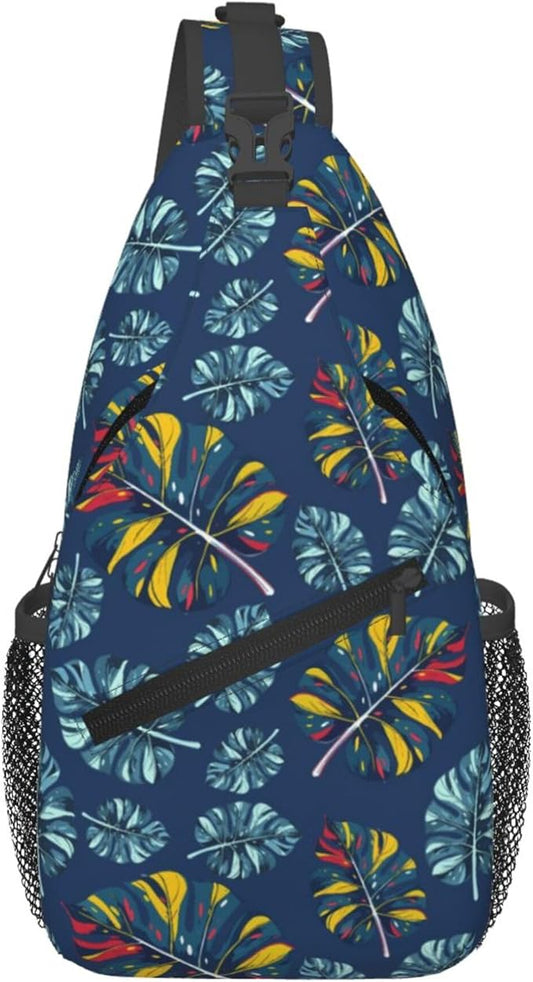 Hawaii Tropical Palm Sling Backpack Crossbody Bag Casual Chest Bags Travel Hiking Daypack Shoulder Bag for Women Men