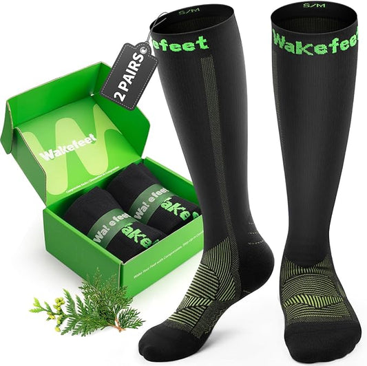 Wakefeet Compression Socks for Women Men 3 Pairs, Compression Stockings, Fragrance Flight Socks for Travelling Sitting