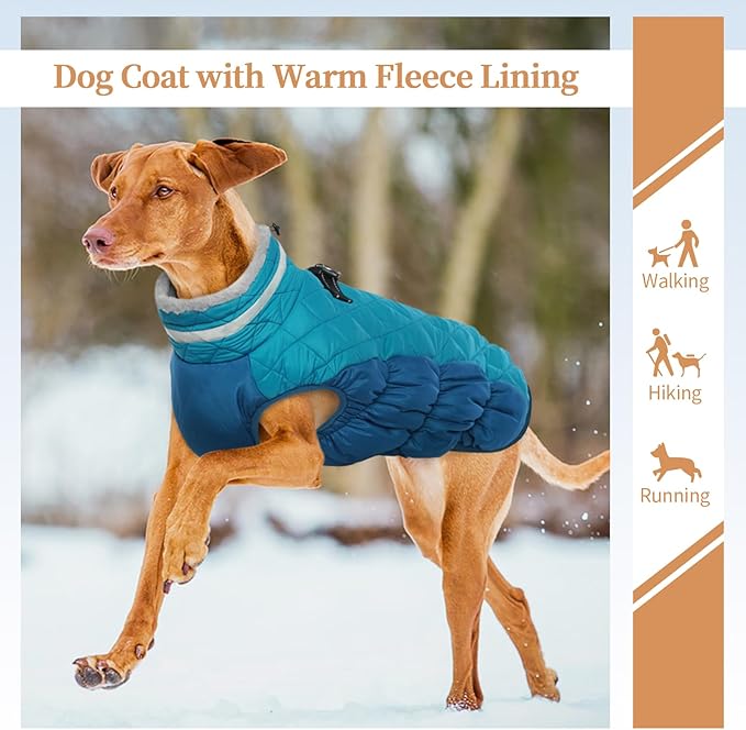 OUOBOB Dog Jackets for Medium Dogs,Medium Dog Coat,Warm Pet Winter Coat Zip Up Back,Waterproof Dogs Jacket with D-Ring,Pet Cold Weather Coats with Fleece Lined, Snowsuit Pug Boston Terrier,M
