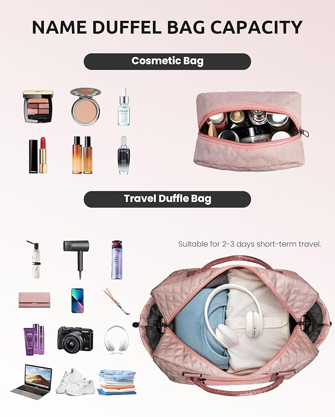 Vogewood Gifts for Girls - 5 6 7 8 9 10 11 12 13 14 15 16 Year Old-Kid Duffle Bag with Shoe Compartment, Overnight Bag, Letter Travel Bag with Makeup Bag, Birthday Gift for Women Girl (Letter L)