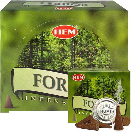 TRUMIRI Forest Incense Cones & Cone Incense Burner Bundle: 120pcs (12 Sets of 10pcs)