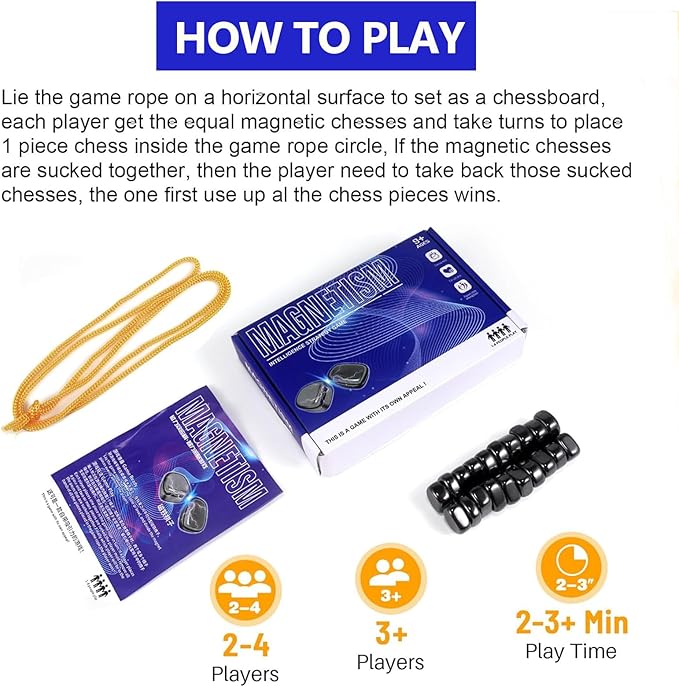 Magnetic Chess Game, Magnetic Chess Game with 32 Stones, Magnetic Game Rope Gifts Educational