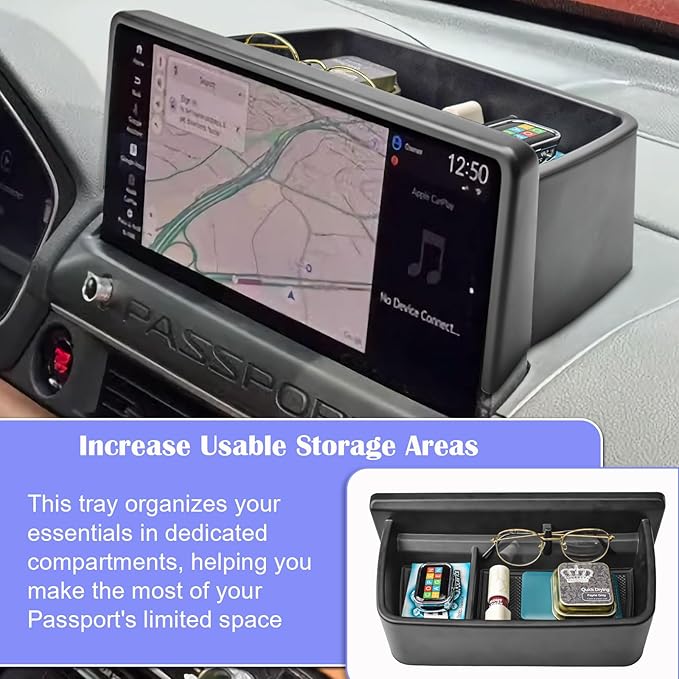 RUNROAD Center Console Organizer Tray Compatible with 2026 Honda Passport Accessories, Insert Armrest Dividers Dashboard Storage Organizer For 2026 Passport