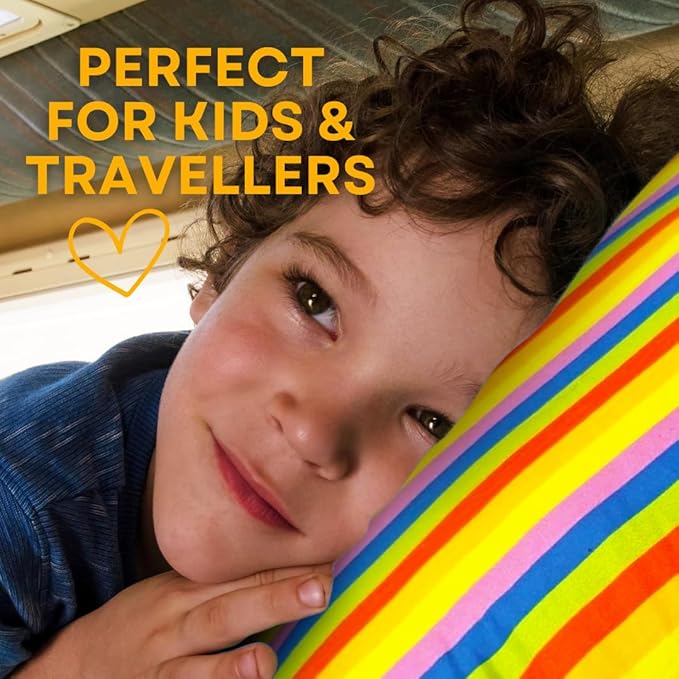 Kinder Fluff Mini Toddler Pillow (2Pk) 10x15in – First Pillow for Kids Age 2+, Bright Rainbow Design, 100% Cotton Sateen Stripe 300T, Down Alternative Fill, Machine Washable, Colourful Kids Cushion XS