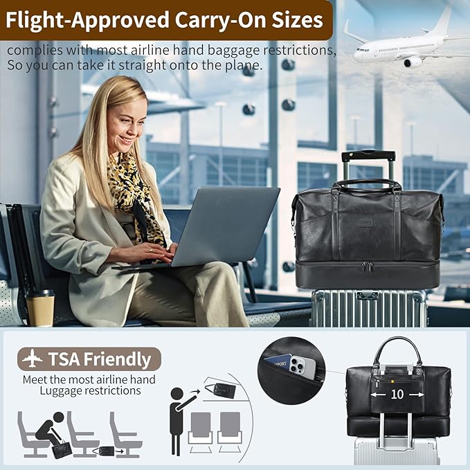 Weekender Bag, Large Travel Duffel Bag for Women, Carry on Overnight Bag with Shoe Compartment and Toiletry Bags