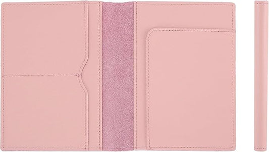 STAR VISTA Albatross Leather Travel Passport Holder, Minimalist Design, Calfskin Leather Case for Women and Men - Slim Passport Wallet, Bifold, RFID Blocking, Pale Pink