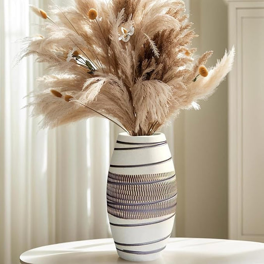 Modern White Ceramic Vase 8.7” – Minimalist Handmade Terracotta Décor for Home, Living Room & Table Styling
