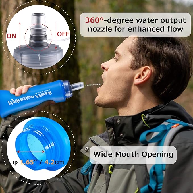 Azarxis TPU Soft Flask Collapsible Water Bottles BPA-Free 250ml 350ml 500ml 600ml for Hydration Vest Pack Running Hiking Cycling Climbing