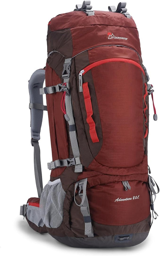 MOUNTAINTOP 80L Internal Frame Backpack for Man & Women Backpacking Hiking Backpack with Rain Cover