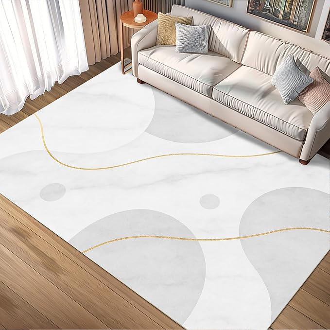 Minimalist Marble Rug - 2x6 Runner Rug, Abstract Marble Runner Carpet, Modern Luxury Entryway Rugs, Washable & Non Slip Carpet Home Decor