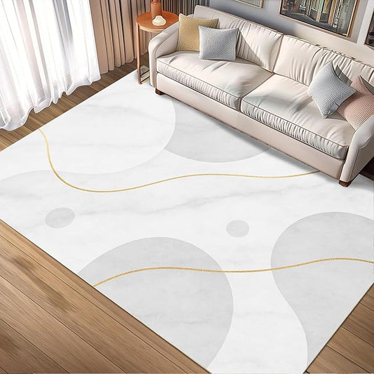 Minimalist Marble Rug - 2x6 Runner Rug, Abstract Marble Runner Carpet, Modern Luxury Entryway Rugs, Washable & Non Slip Carpet Home Decor