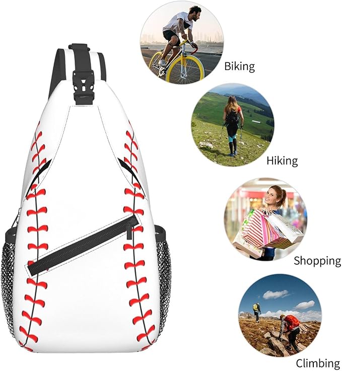 QFXUYNG Baseball Ball Adult Sling Bag Unisex Chest Bags Crossbody Backpack Casual Daypacks Shoulder Bag for Women Men Cycling Hiking Travel