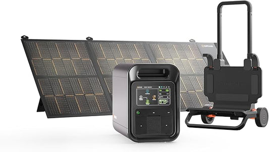 Enphase IQ PowerPack 1500 Advanced Portable Power Station with 200W Solar Panel and Cart, Generator with microinverter technology for home backup, camping, RVs
