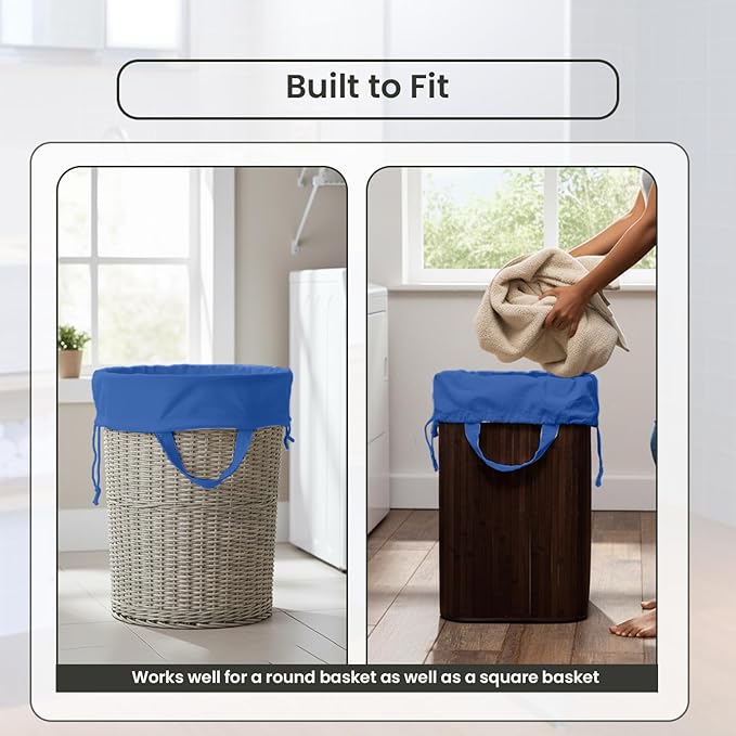LFH Home Large Premium Cotton Canvas Laundry Bag with Drawstring and Handles Heavy Duty, Multi-Use, and Washable for Home, Travel, College or Storage 28x 40 (Pack of 6)-Sky Blue