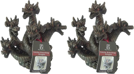 Hosley 2pk 8.5 Inch High Resin Dragon Decor Statue/Incense Cone Burner Smoking Dragon Holder. Ideal for Spa and Aromatherapy Suggested for use with Hosley Brand Incense Cones