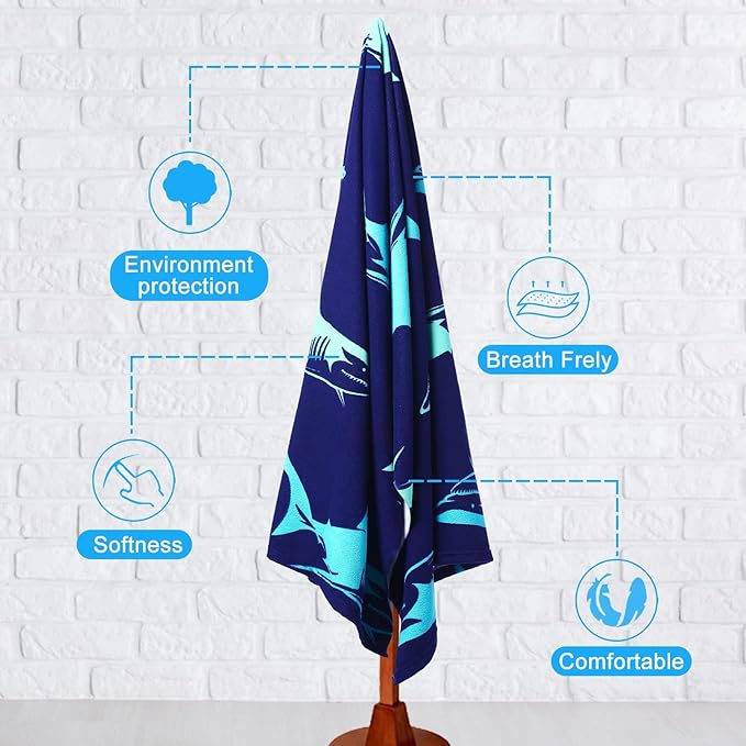 Genovega 2 Packs Oversized Beach Towel Set 36 x 72 in Large Big Pool Camping Swim Clearance Soft Towels Travel Essentials Accessories Must Haves Vacation Adult Necessities Gifts Seashells Clownfish