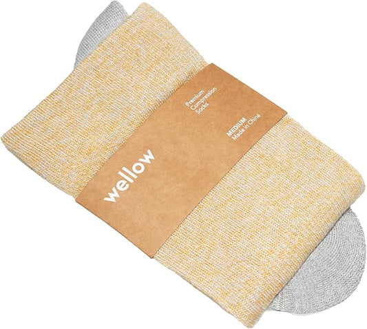 Wellow Premium Socks (Compression Socks - Regular) for Men & Women, Made with Viscose from Bamboo, Knee High, 18-25 mmHg