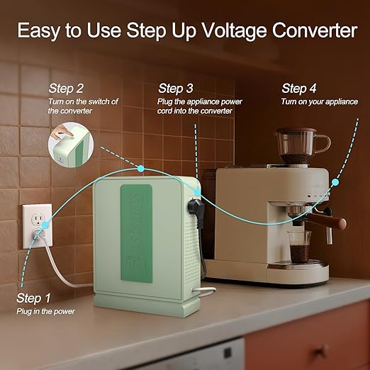 2000W Step Up Transformer 110v to 220v Converter, Heavy Duty Voltage Converter 110v to 220v with Dual Outlets, Overload Protection & Ultra-Quiet Design for Home Appliances, Light Green