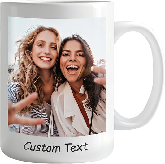 Custom Coffee Mug, Customizable Coffee Cups with Pictures Personalized Ceramic Mug for Gifts Novelty Personalized Mugs for Friends (White)
