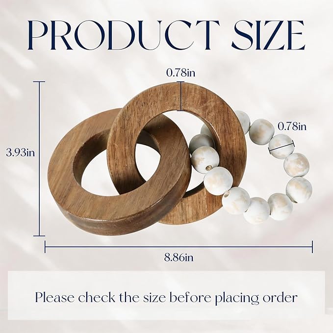 1 Pcs Wood Chain Link Decor Minimalist Home Decoration Accents Natural Boho Farmhouse Rustic Home Shelf Decor(Brown, 8.86 inch)