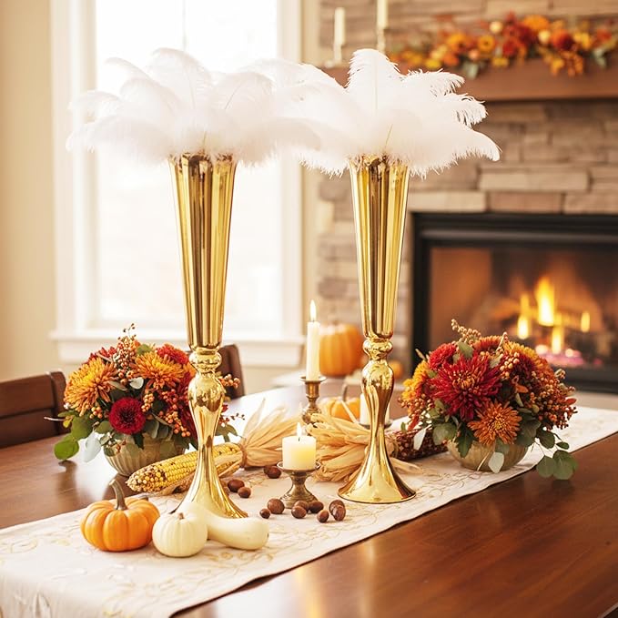 LoveCat 10pcs of Versatile Metal Tabletop Flower Stands, Gold Wedding Table Centerpiece Stands, 21.9" Tall Trumpet Vases for Wedding Birthday Holiday Party Important Event Home Décor