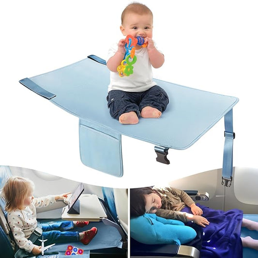 Toddler Airplane Bed, Kids Airplane Seat Extender Travel Bed, Kids Airplane Travel Essentials, Airplane Must Have for Toddlers, Baby Portable Plane Bed Foot Rest for Flights, Blue