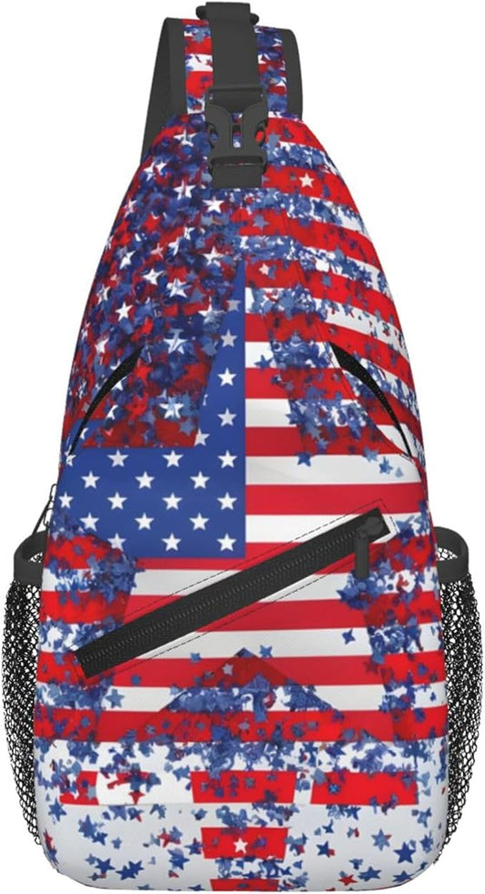 GJXFLSY American Flag Sling Backpack Crossbody Bag Casual Chest Bags Travel Hiking Daypack Shoulder Bag for Women Men
