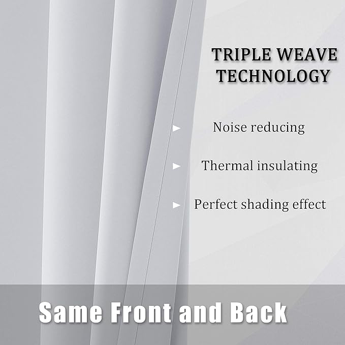 DUALIFE Greyish White Curtains 63 Inches Long Thermal Insulated Room Darkening Window Drapes for Living Room Blackout Curtain Panels for Bedroom 42x63 Inch Length 2 Panels