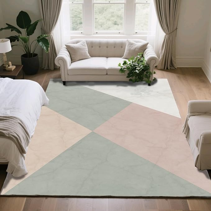 Modern Marble Rug - 6x8 Area Rug, Minimalist Marble Rugs, Abstract Luxury Dining Room Rugs, Washable & Non Slip Large Carpet Home Decor