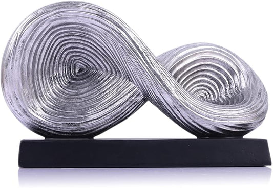 5.5‘’ Infinity Knot Sculpture - Abstract Decorative Object, Modern Infinity Loop Symbol for Home Decor, Knick Knacks for Shelves, Living Room Table, TV Stand, Geometric Coffee Table Statues(Silver)
