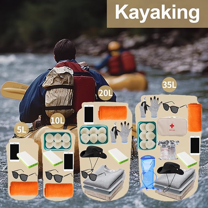 Lightweight Dry Bags Waterproof for Kayaking,5L/10L/20L/35L Roll Top Dry Sack Waterproof Bags for Travel Boating Camping Beach(Blue, 20L)