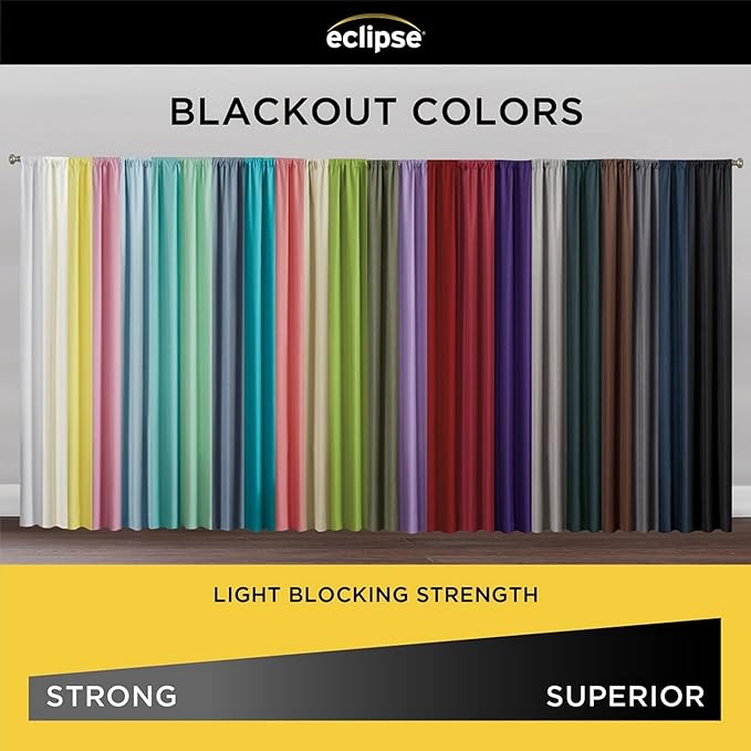 Eclipse Kendall Modern Blackout Thermal Rod Pocket Window Curtain, Insulating & Noise Reducing Curtains for Bedroom or Living Room (1 Panel), 95 in Long x 42 in Wide, Teal