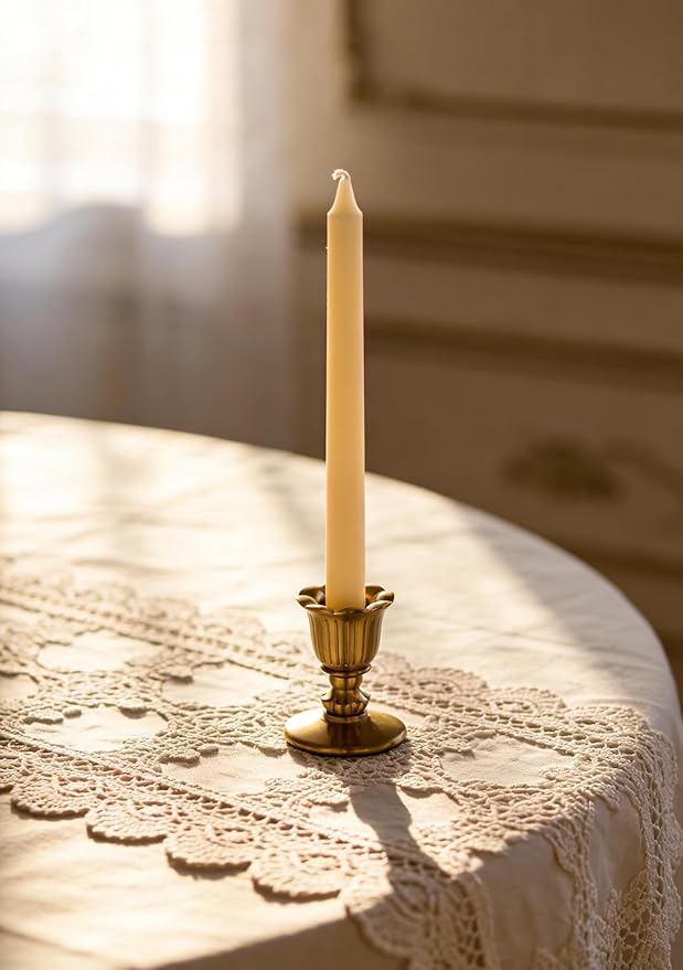 Vintage Gold Candlestick Holders, Brass Taper Candle Holders Candle Sticks Holder for Thanksgiving Dinner Table centerpieces Festive Christmas Mantel Decor Home Kitchen Fall Decorations Set of 2