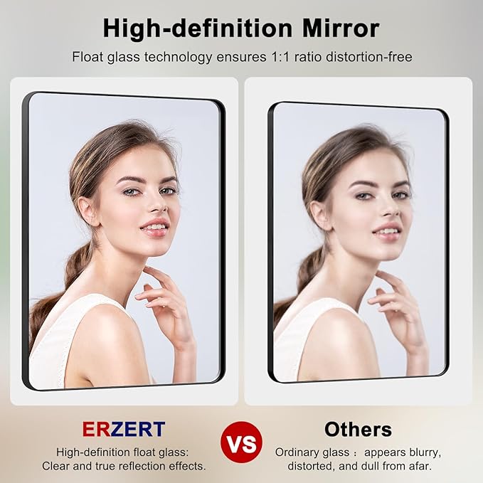 Bathroom Mirrors for Over Sink,1Pcs 24x30Inch Vanity Mirrors for Wall,Black Metal Frame Rectangle Mirrors for Bathroom Farmhouse Restroom,Hangs Horizontally or Vertically