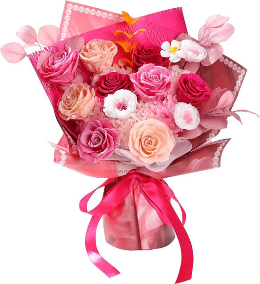 Lovenfold Flowers for Delivery Birthday Flowers Gift for Her,Preserved Flowers Bouquet 12 Roses Mixed Bouquet,Rose Gifts for Women Mom Grandma(Mixed 12 Pink-A Roses)