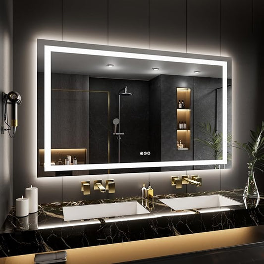 LOAAO 55"X40" LED Mirror for Bathroom, Lighted Bathroom Mirror with Lights, Anti-Fog, Dimmable, Memory Function, Easy to Install, Clear Reflectionn