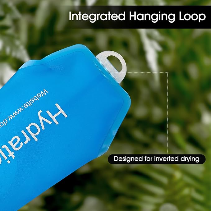 GYGYL Soft Flask, TPU Collapsible Soft Water Bottle for Hydration Pack, Running Vest, Leak-Proof Folding Water Bottle for Hiking Cycling Climbing Jogging-150ml Blue, 2pcs