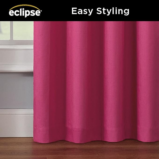 Eclipse Kendall Blackout Curtain, Thermal Insulated Grommet Window Panel, Noise Reducing Curtains for Bedroom, Living Room or Nursery, (1 Panel), 54 in Long x 42 in Wide, Raspberry