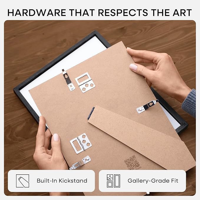 Homeforia 8x6 Black Wood Frame, High End Oak 6x8 Black Wooden Picture Frames with Mat 5x7 Art, 6 x 8 Frame Matted to 5 by 7 inch Photo, 6x8 Wall or Tabletop Frames, Tempered Glass, Wall Kit, Set of 2