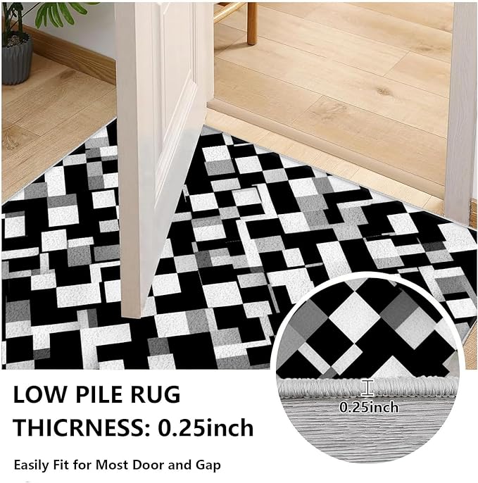 Black White and Grey Rug - Geometric Area Rug, Area Rugs 6x8, Modern Abstract Rugs, Irregular Block Splicing Carpet Washable Non Slip Home Decor Carpet for Living Room